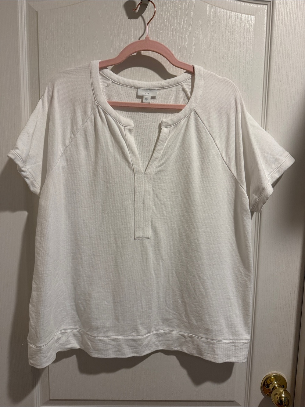 J. Jill White Short-Sleeve Split-Neck Tee